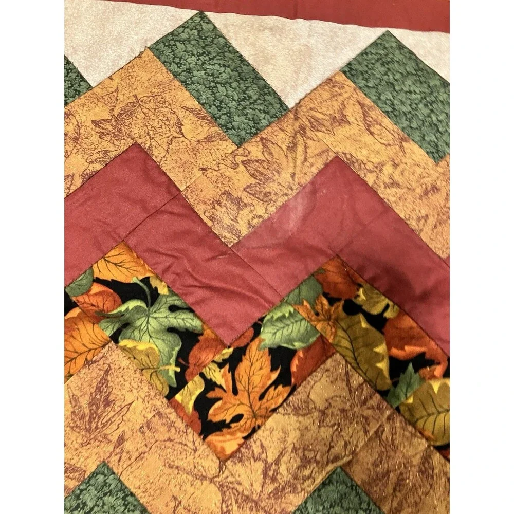 Handmade Quilted Autumn Kitchen Table Runner w /4 Placemats & 2 Centerpieces Set